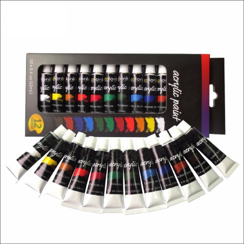 Amazon Hot Sell 12pcs 12ml Acrylic Paint