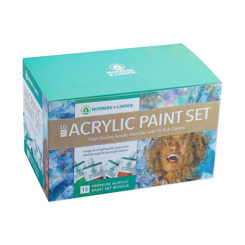 Norberg & Linden Non-toxic 15colors 120ml Plastic Bag packed Premium Acrylic Paint set for canvas painting