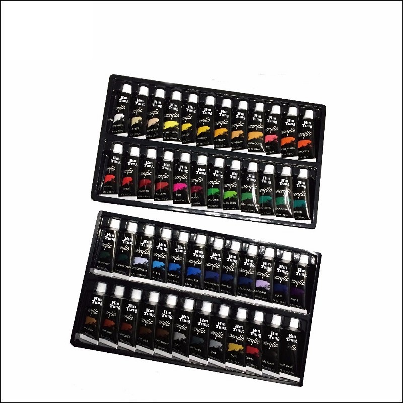 Hot Sell on Amazon Alu Tube 48pcs 22ml Acrylic Paint Set 48
