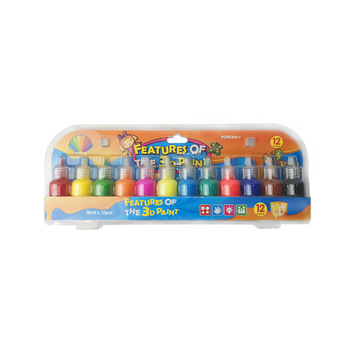 12Color 18ml Wholesale Beautiful Colors 3D Kids Diy Acrylic Paint Set