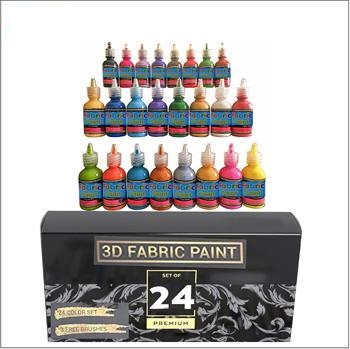 High quality new style hot sale non washable Waterproof 24pcs 29ml 3D Fabric Paint set
