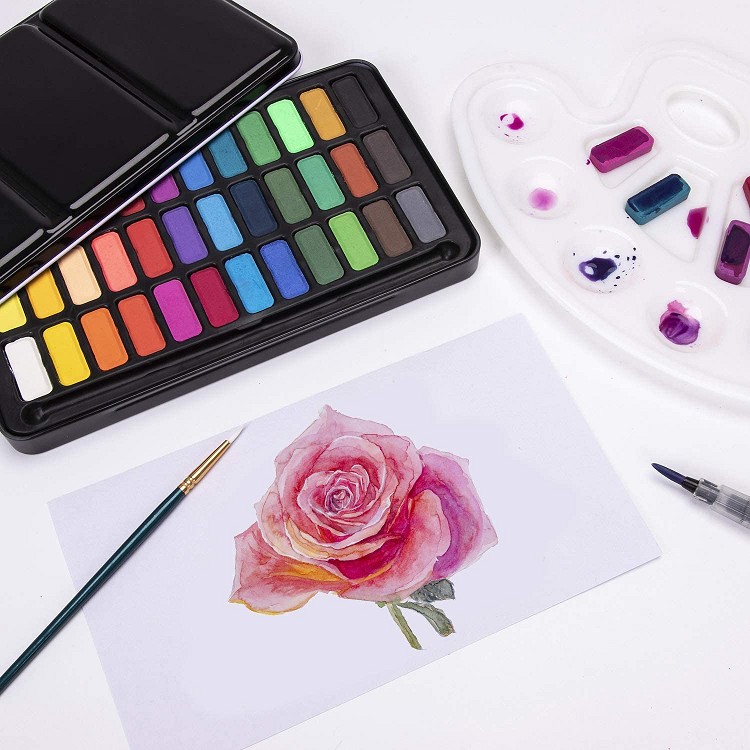 Art Painting 36 colors Solid Watercolor Paint Set With Water Brush Pen
