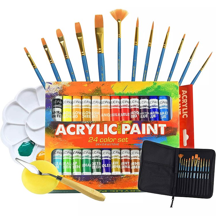 12 Colors Acrylic Paints Set 12 ml tube premium Paint Set Non Toxic Artist Acrylic Paint for Kids Drawing
