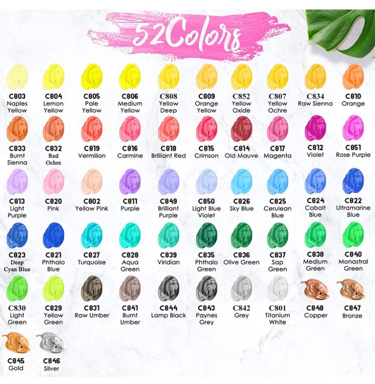 52 Colors Acrylic Paint Set Great Gift Idea canvas art painting scrap booking Christmas DIY painting