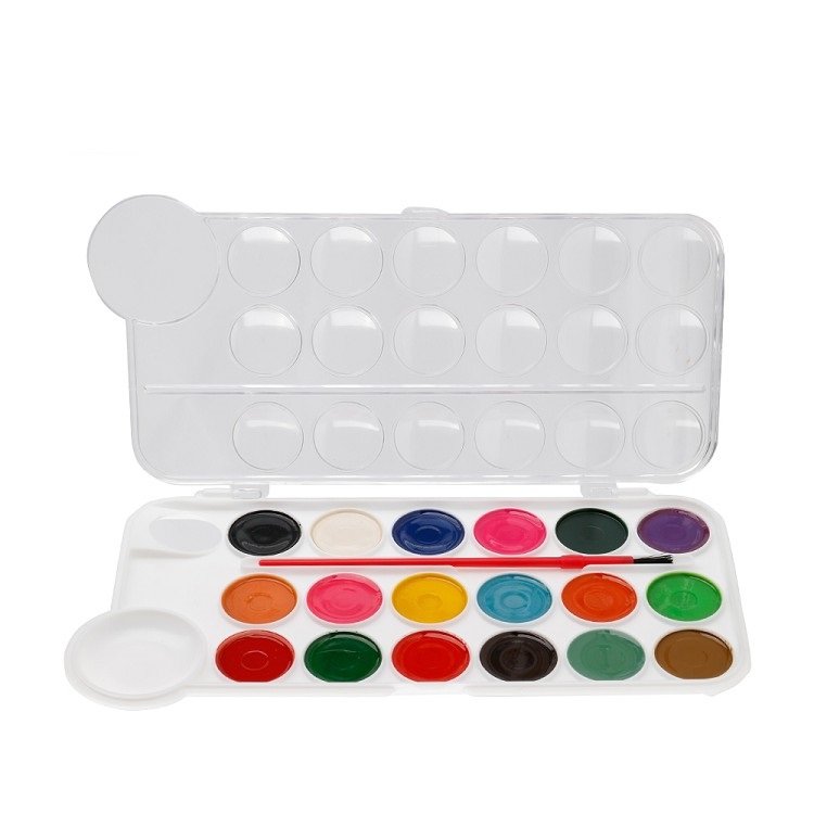 8 12 18 Colors Non-toxic Dry Water Color Cake Pan ,Solid Watercolor Paint Set With Palette and Brush