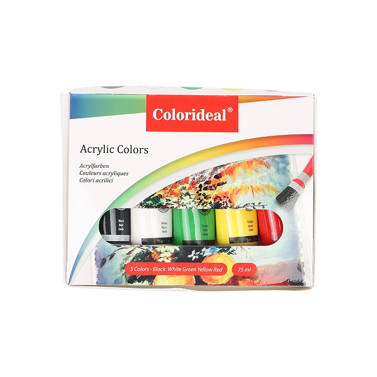 High Quality 75ml Acrylic Portable Solid Plastic Tube Watercolor Paint Set For Kids