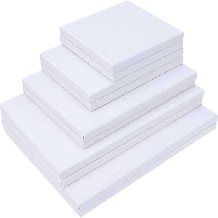 Stretched White Blank Canvas 9x12 Inch Bulk Pack of 12 Primed 100% Cotton 5/8 Inch