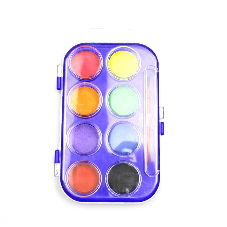 Hot Selling Non Toxic Kids Watercolor Palette Box 8 Colors Solid Paint Set