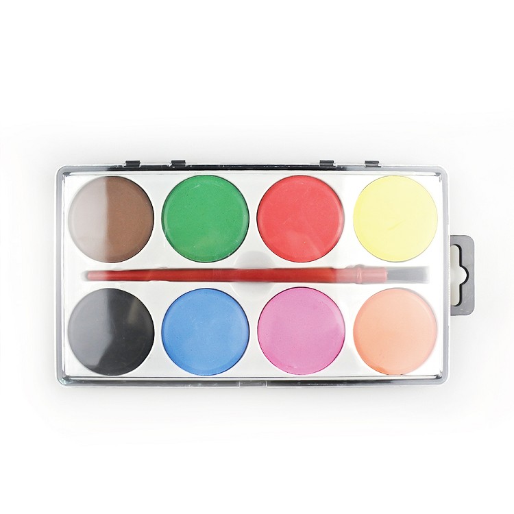 8 colors solid watercolor cake with high quality wood brush