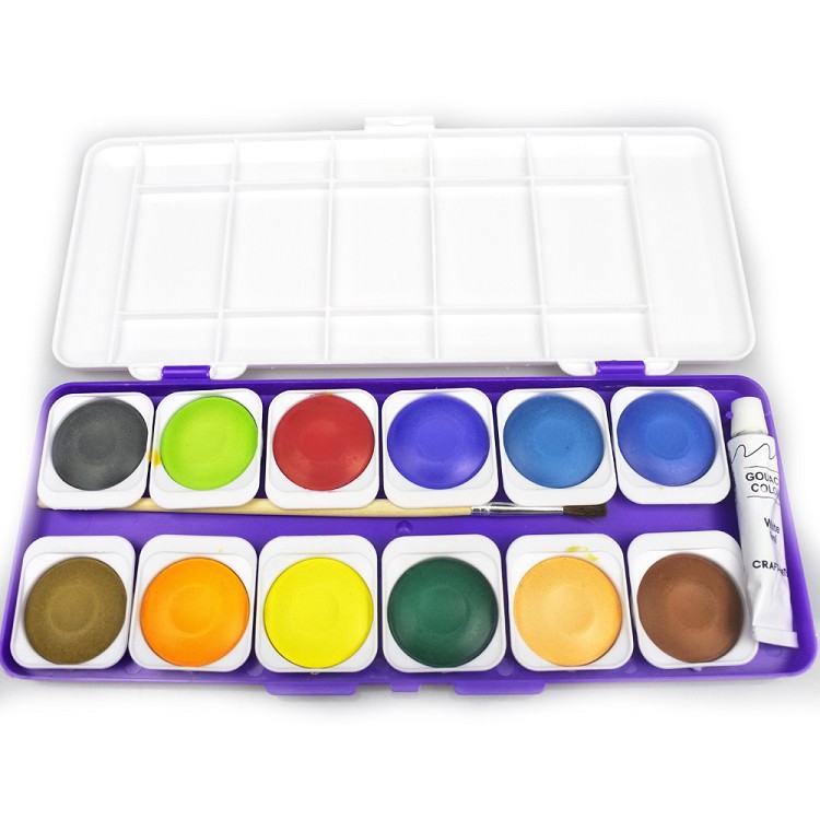 eco-friendly kids watercolor cake 12 colors aquarelle color watercolor palette tray
