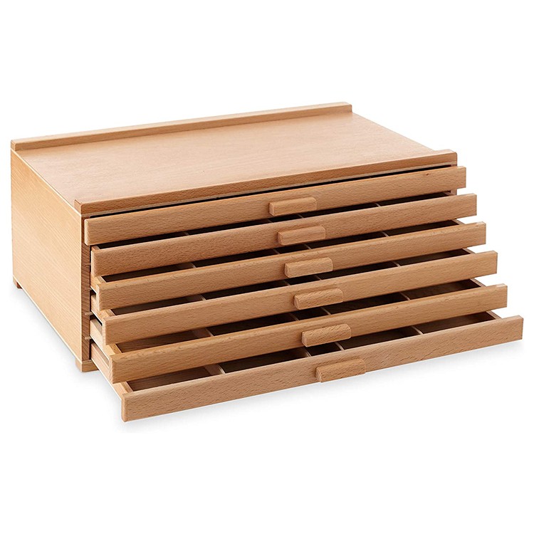6 Drawer Beechwood Artist Storage Supply easel Box for Pastels Pencils Pens