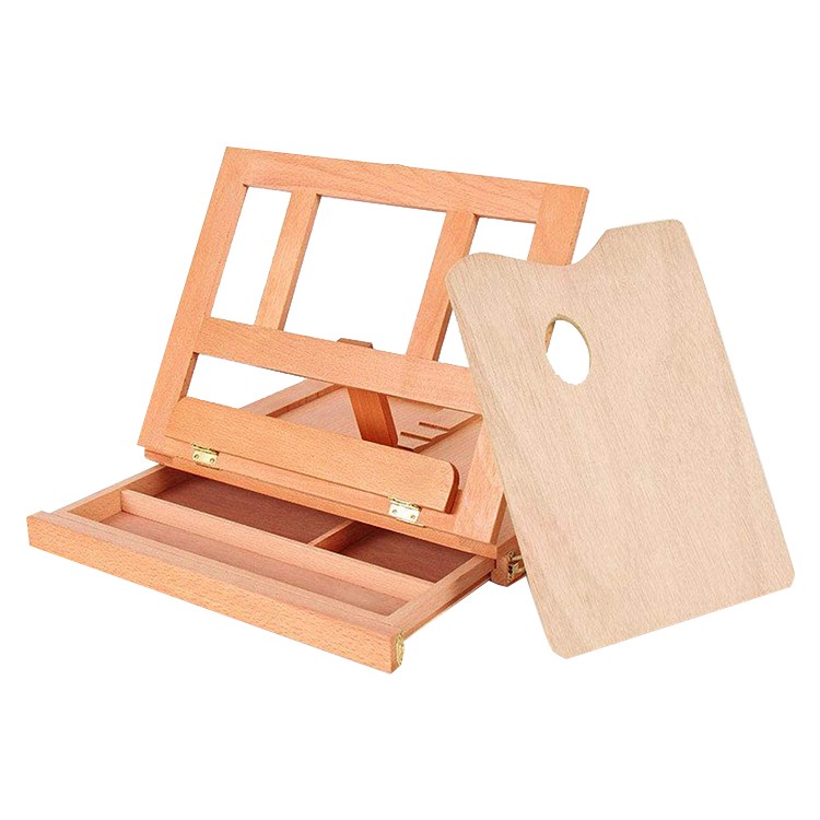 Adjustable Art Wooden Easel Stand Table Top Book Easel Wood Box Custom Palette for Painting