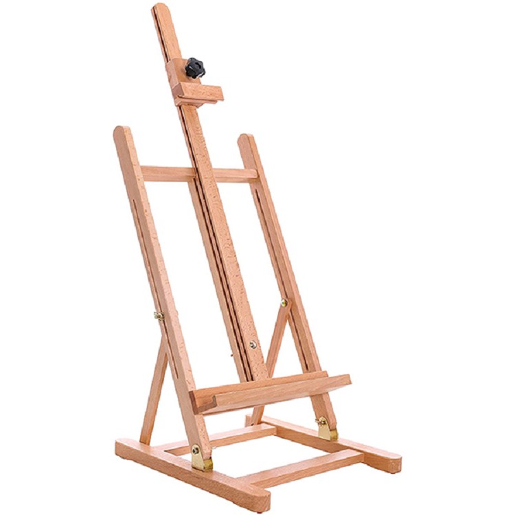 Tabletop Wooden H-Frame Studio Artists Adjustable Beechwood Painting and Display Easel Holds Up To 27