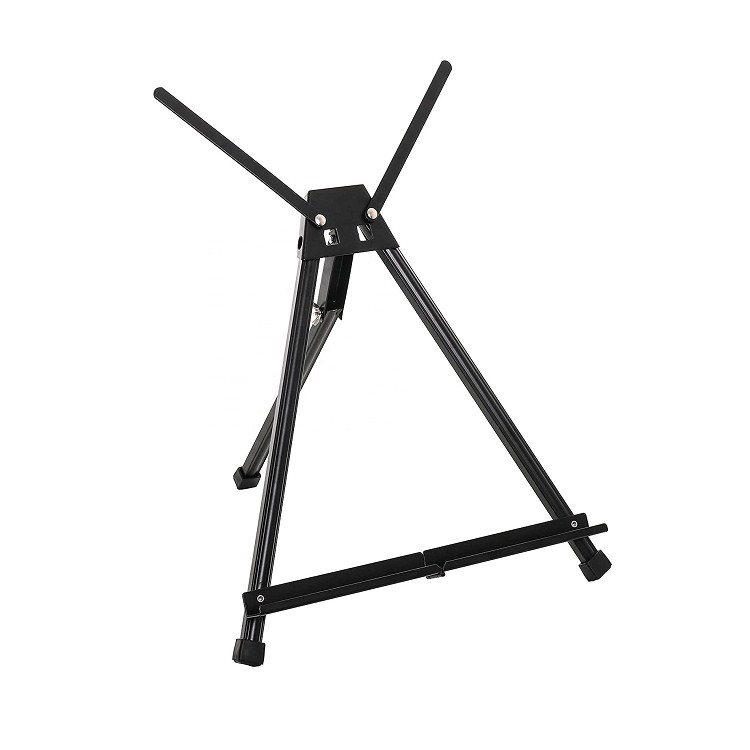 Art Supply Adjustable Black Aluminum Tabletop Easel with Extension Arms Portable Artist Tripod Folding Display Easel for Artist
