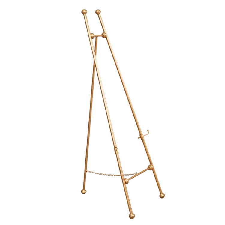 high quality display stand easel iron gold painting stand easal for picture, art easel stand display