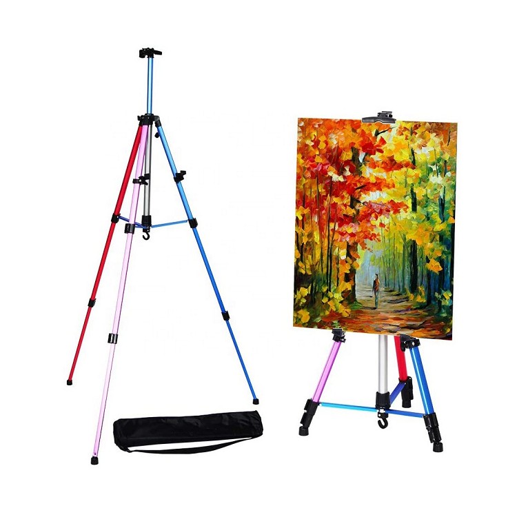 Artist Easel Stand Adjustable Aluminum Metal Tripod Display Easel Stand 20 to 61 inch with Portable Bag for Painting