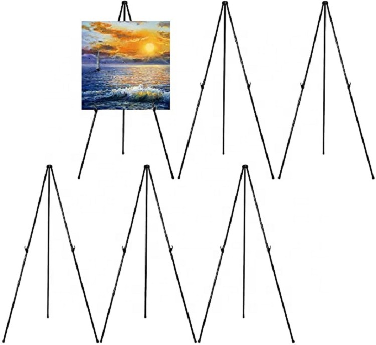 5LBS Holds 63'' Art Supply Exhibition Presentation Metal Steel Easy Folding Quick Set Up Instantly Collapses Tripod Metal Easel