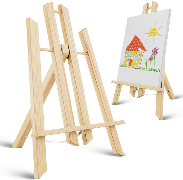 adjustable wood art table easel with canvas paint brushes acrylic and palettes for painting