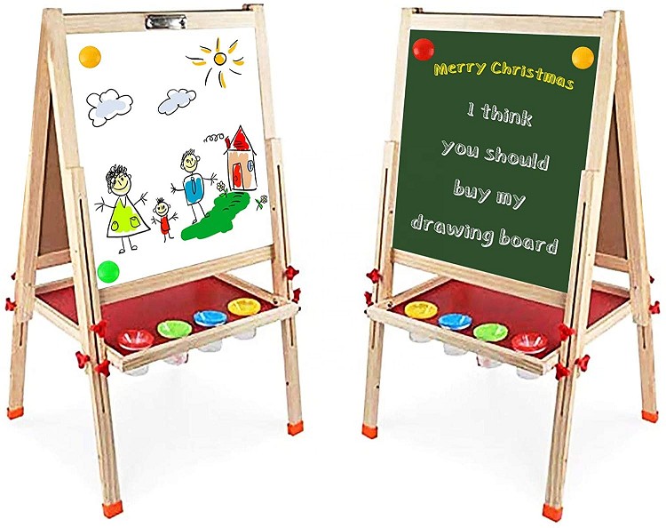oem easy to carry foldable mini wooden kids table top easel, kids whiteboard easel board