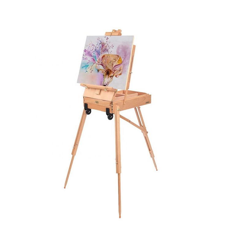 box easels for art french easel wooden easel Wheeled Triangular Floor Stand
