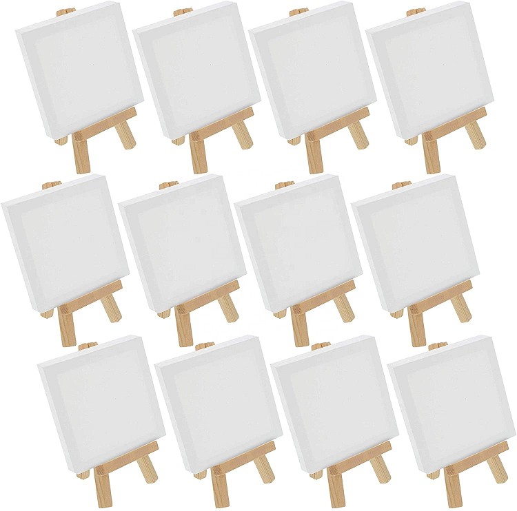 painting for kids decoration mini printed or blank stretched canvas art set easel with canvas