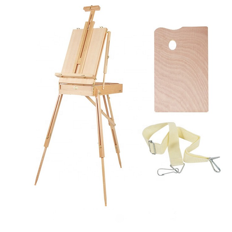 artist beech wood easel stand for painting, wood sketch easel box