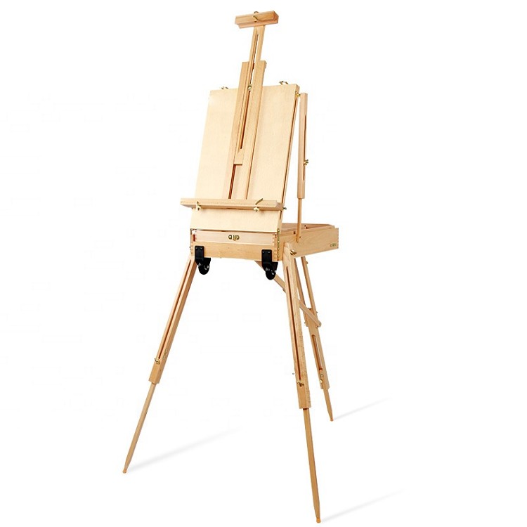 artist wooden painting easel box folding box with wheels