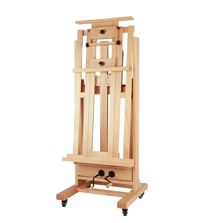 Hot Sale Flat Vertical Dual Purpose Thickened Rubber Wheels Big Double Rocker Beech Wood Easel