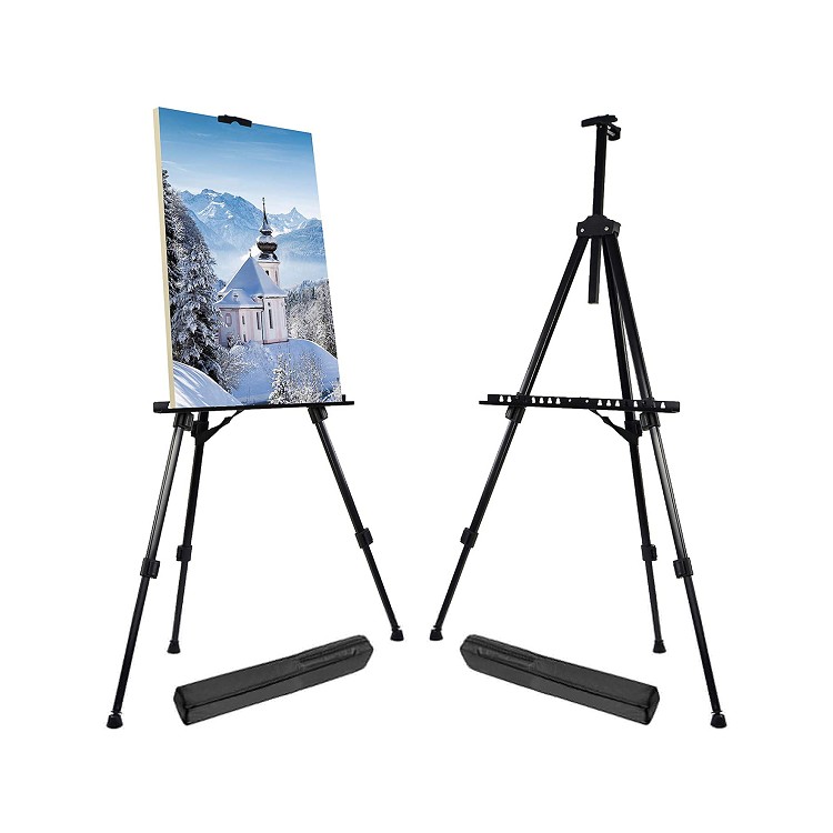 Iron Metal Tripod Artist Easel Stands Adjustable Height with Portable Bag Foldable Art Supplies