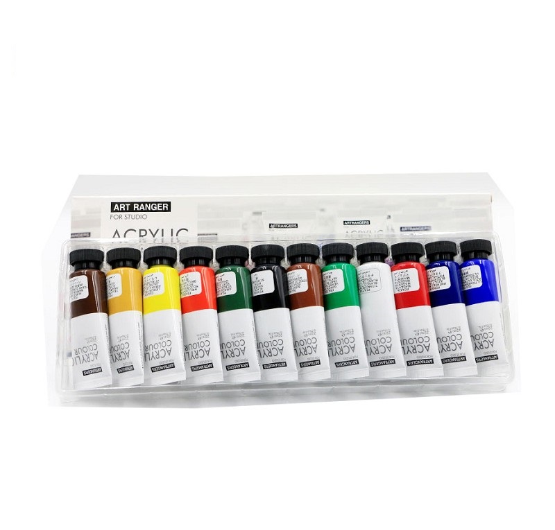 Bview Art 12 Colors Professional Flexible Permanent Art Painting Acrylic Paint Tubes for Students Artist Drawing