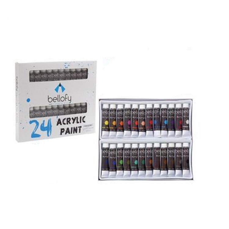 Gold art supplier 24 pieces/paper box color tube art acrylic paint for painting