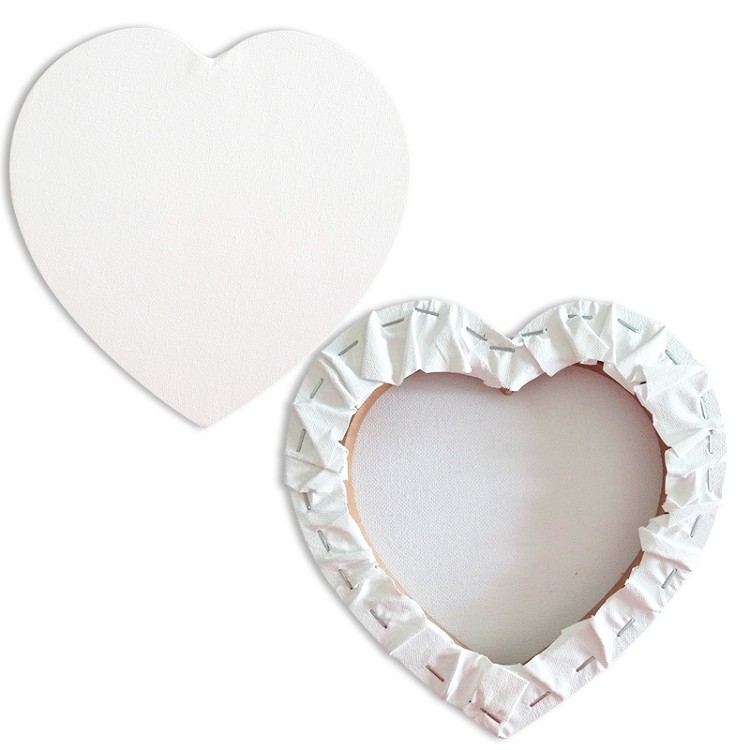 wholesale fine plain art painting 280g heart shaped stretched blank MDF wood cotton canvas boards panel for acrylic oil paint
