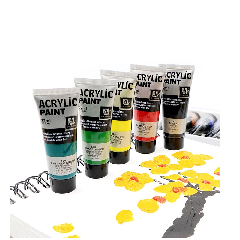 Professional Rich Pigment Non Fading Non Toxic 22ml 12Colors Acrylic Colors Paint Set For Professional Painting