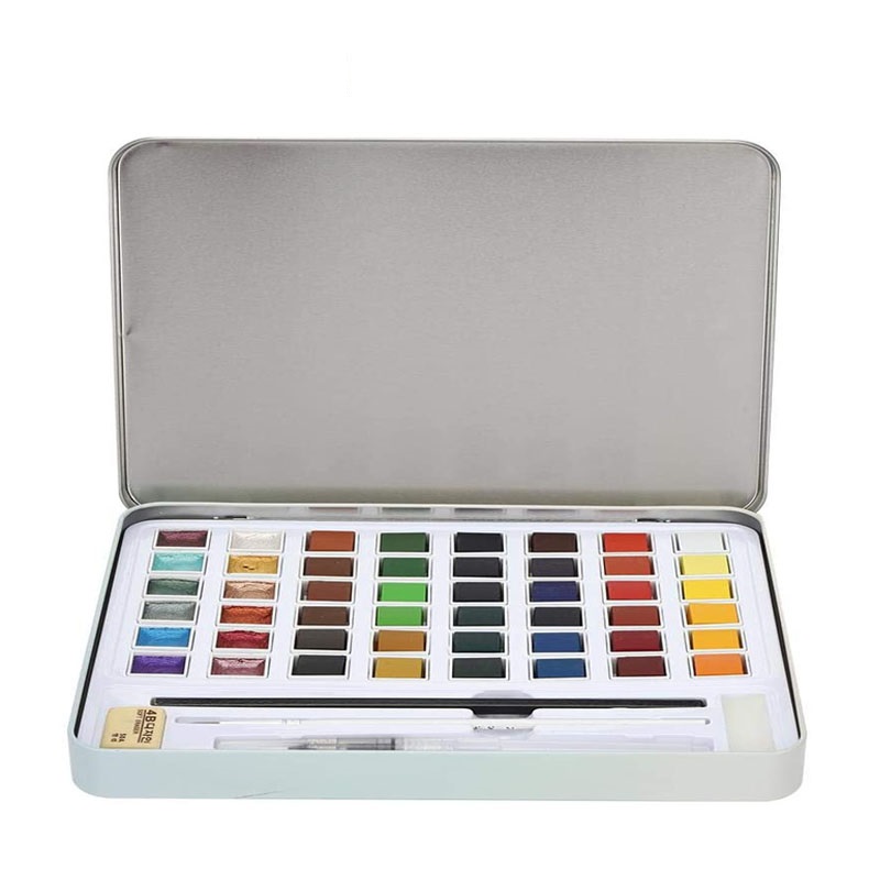 48 Colors Watercolor Paint Artist Watercolor Pan Set Grade Solid Cakes Travel Pocket Watercolor Set