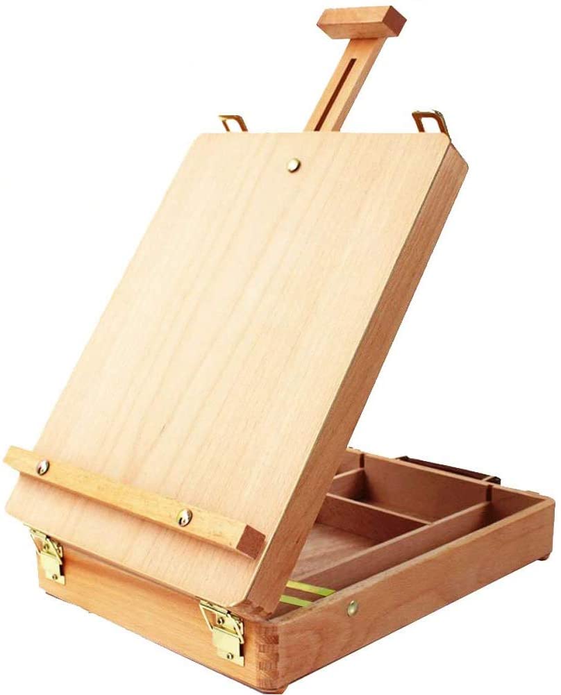 Pop Selling Large Adjustable Wood Table Sketchbox Easel For Painting Drawing