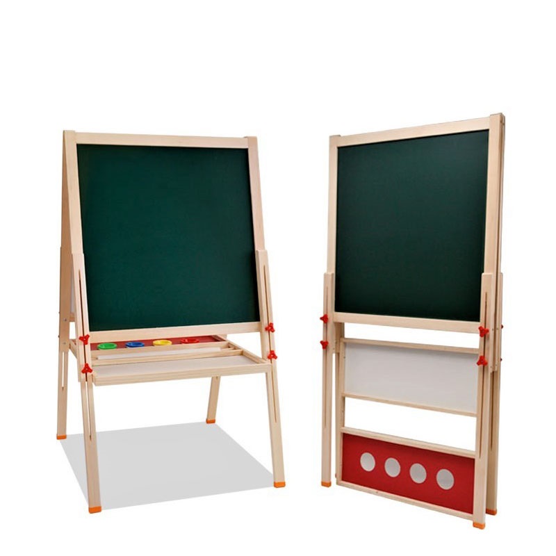 Durable Wood Wooden Sketch Kid Easel Artist Painter Stand Floor Drawing With Blackboard,Whiteboard