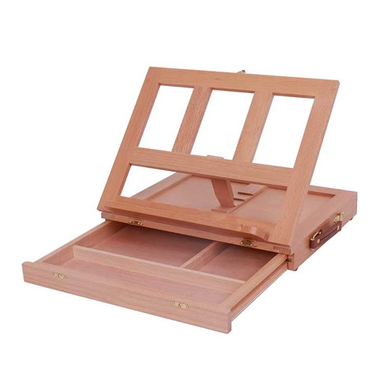 Portable Foldable Paint Box Wooden Easel With Handle And Storage Drawer