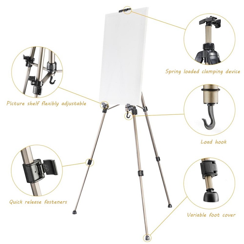 Portable Aluminum Metal Easel Stand Adjustable Floor field Easels for Painting