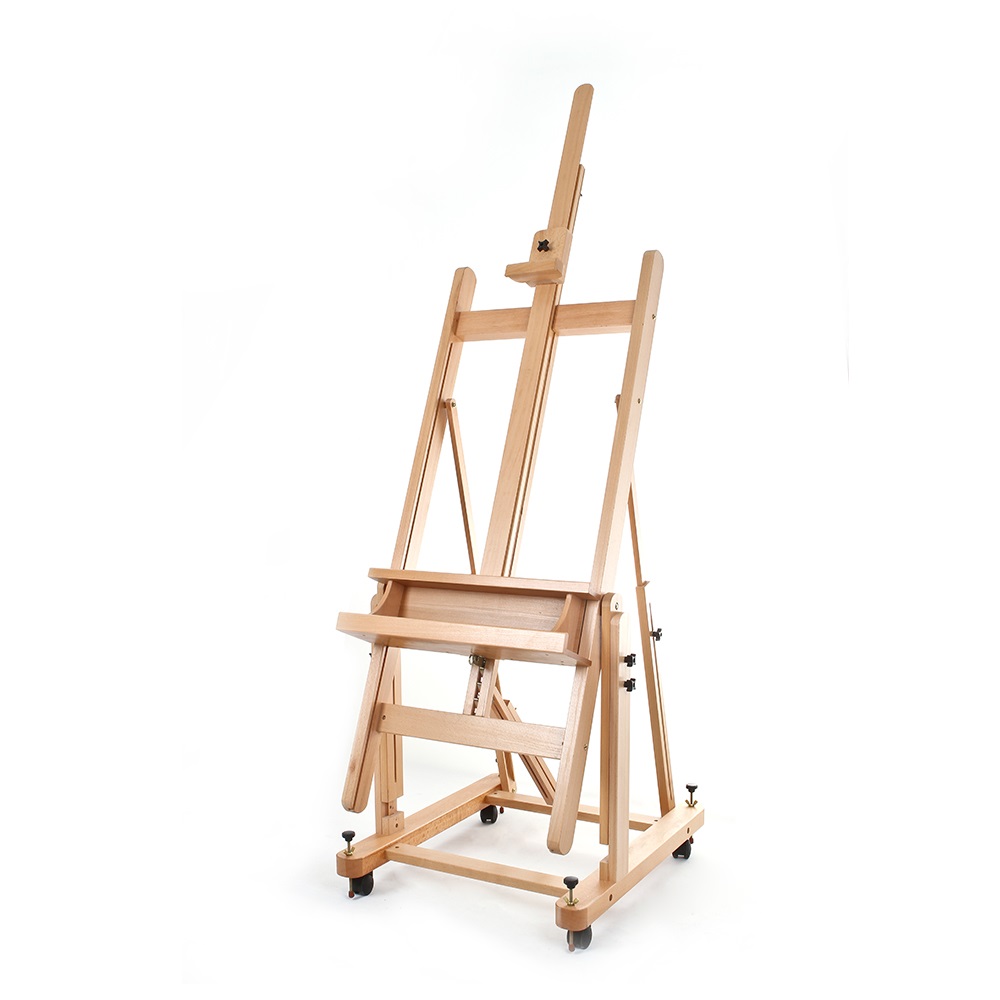 Hot Selling Popular Free Sample Fold Studio Display Aluminum Easel Stand With Two Patented Slide Out Brush Rest