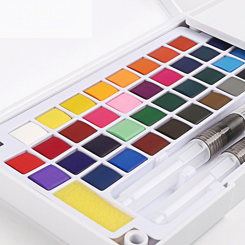 12/18/24/36 Colors Portable Travel Solid Pigment Watercolor Paints Set With Water Color Brush Pen For Painting Art Supplies