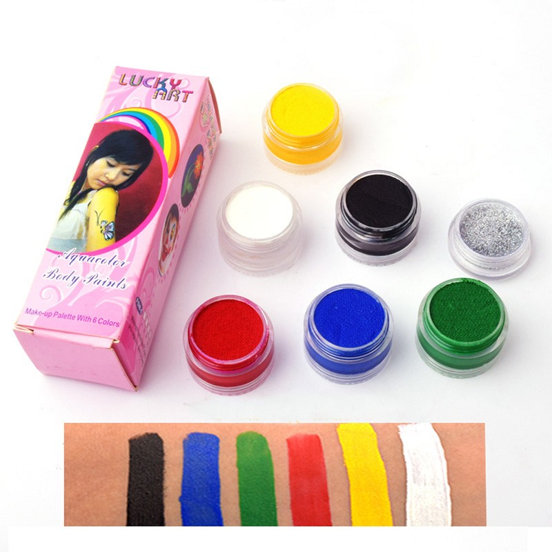 6-color fluorescent water-based pigment Body art painting / make-up products Quick drying / easy to wash / non-toxic