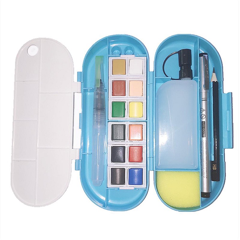 Superior new glasses paint case set styling portable paint box watercolor half pans for art suppliers