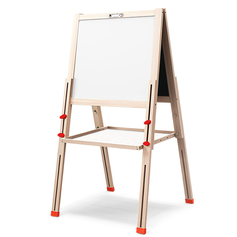 Children Painting Flowers Writing Watercolor Double Side Magnetic Black Chalk Board White Board Easel In Wooden Frame