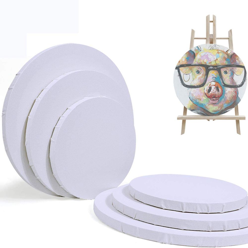 Wholesale round-shaped cotton blank stretched canvas mini art canvas board for oil panting and acrylic paintings