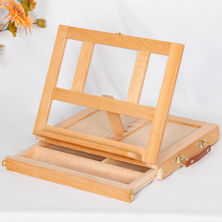 High quality wood desktop small easel with storage box
