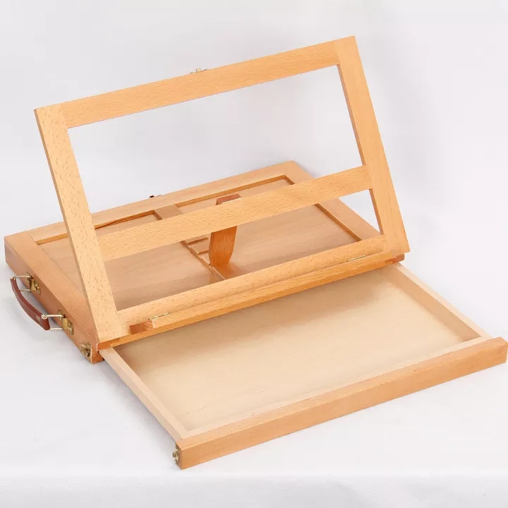 High quality beech wooden tabletop easel with storage box easel for kids