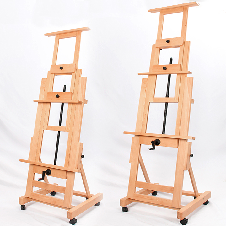 Solid wood professional easel adjustable lifting single rocker large floor multifunctional easel