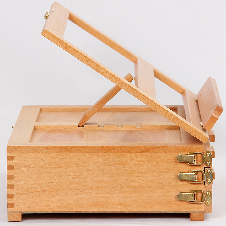 Adjustable beech art wooden desktop table easel painting with 3-layer drawer and handle