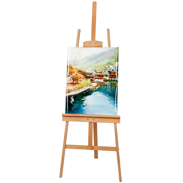 Factory custom made high quality triangular beech wooden display easels