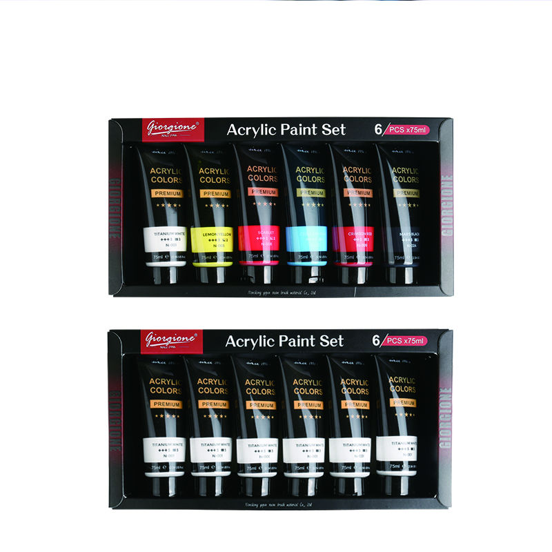 Used for art painting high quality 75ml plastic tube acrylic paint set